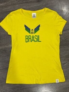 FIFA World Cup Official Licensed Product Adidas Yellow Brasil Graphic Tee ⚽️